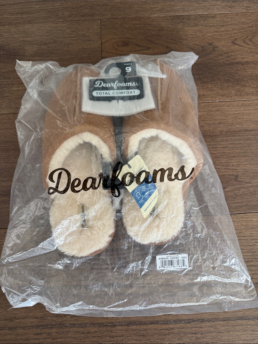 dearfoams Tan Slip-On Plush-Lined Slippers